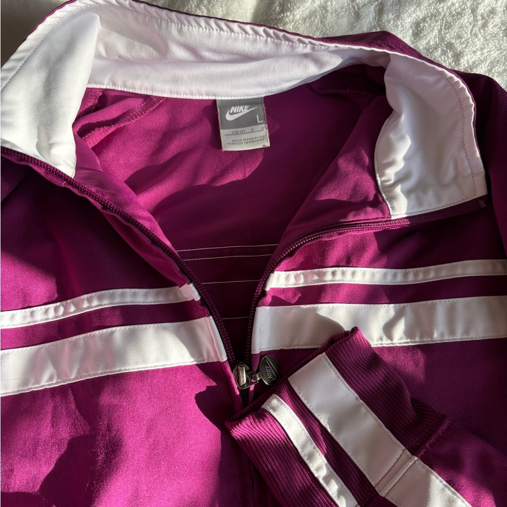 Nike Women's Magenta and White Bomber Jacket